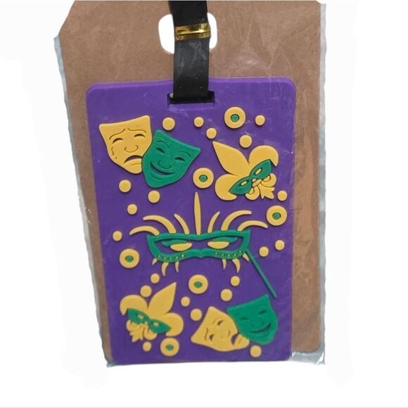 Mardi Gras Fleur-de-Lis T-Shirt and Luggage Tag Set - Picture 3 of 3